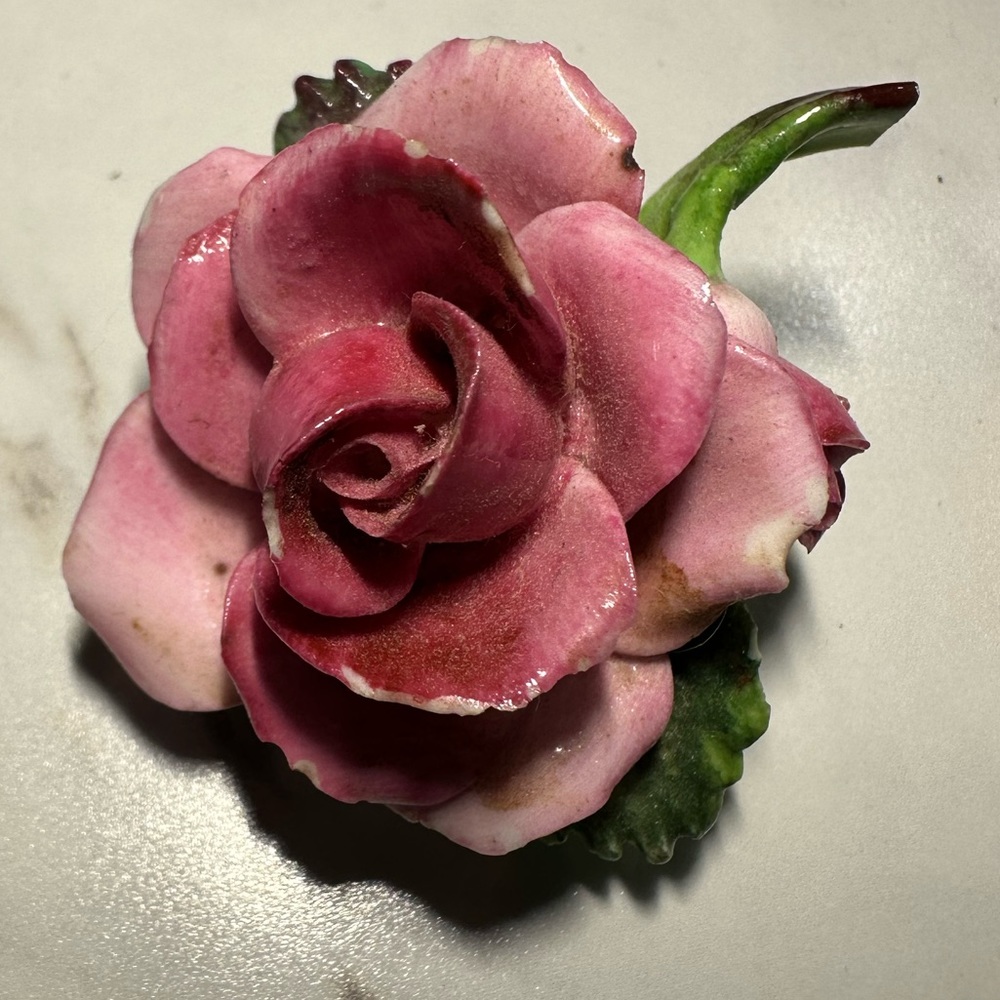 Vintage Crown Staffordshire Rose Brooch
